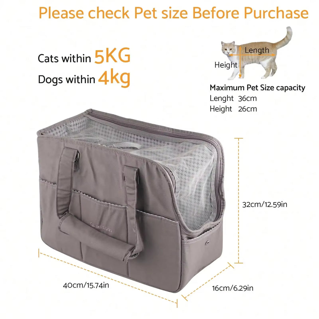 Removable Womens Pet Carrying Handbag Dark Gray Small Dogs Cat Carrier Purse Small Dogs(8Lb) Cats(11Lb) for Walking Cats Puppies