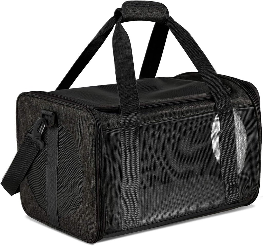 Cat Carriers Dog Carrier Pet Carrier for Small Medium Cats Dogs Puppies up to 15 Lbs, TSA Airline Approved Small Dog Carrier Soft Sided, Collapsible Waterproof Travel Puppy Carrier - Black