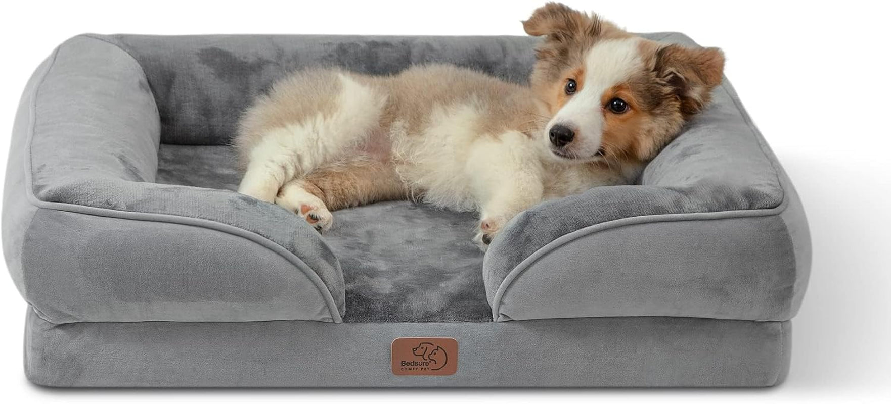 Orthopedic Dog Bed Medium Size Dogs - Washable Medium Dog Cat Bed Waterproof, Comfort Pet Couch Sofa with Washable Removable Cover, Pets Bed with Nonskid Bottom, Grey, 28"