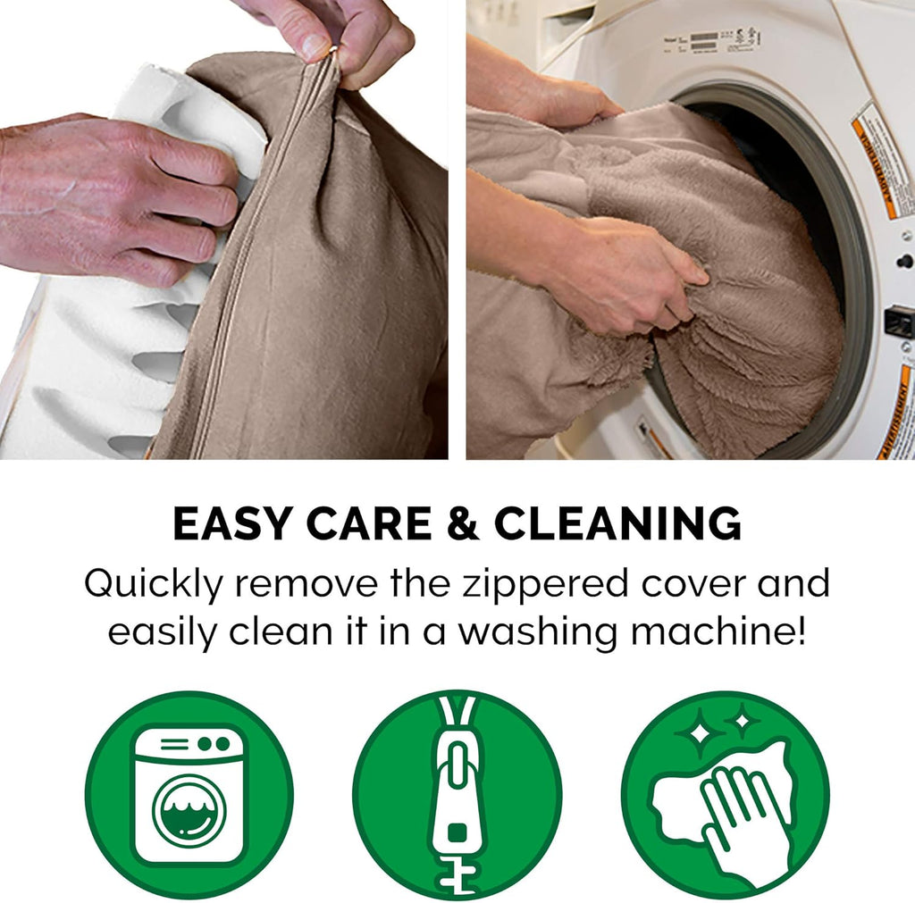 Orthopedic Dog Bed for Large/Medium Dogs W/ Removable Bolsters & Washable Cover, for Dogs up to 55 Lbs - Plush & Suede Sofa - Almondine, Large