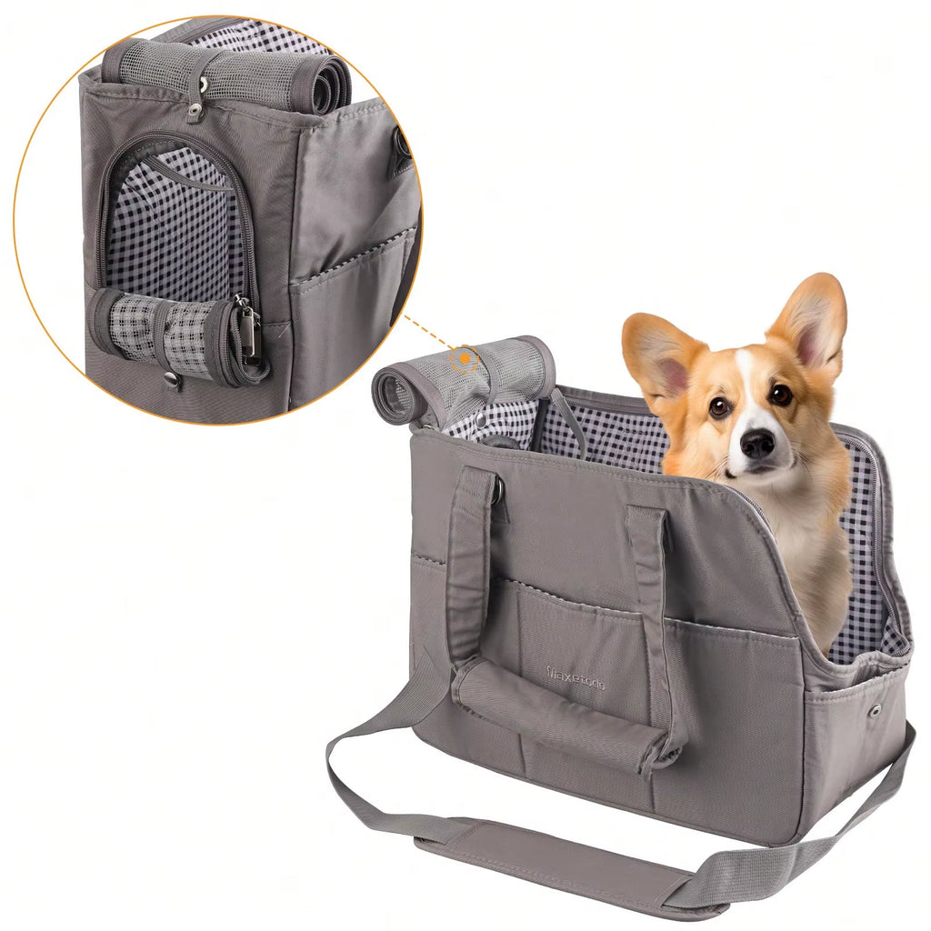 Removable Womens Pet Carrying Handbag Dark Gray Small Dogs Cat Carrier Purse Small Dogs(8Lb) Cats(11Lb) for Walking Cats Puppies