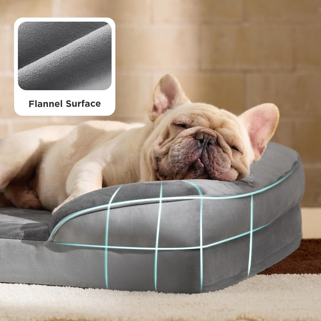 Orthopedic Dog Bed Medium Size Dogs - Washable Medium Dog Cat Bed Waterproof, Comfort Pet Couch Sofa with Washable Removable Cover, Pets Bed with Nonskid Bottom, Grey, 28"